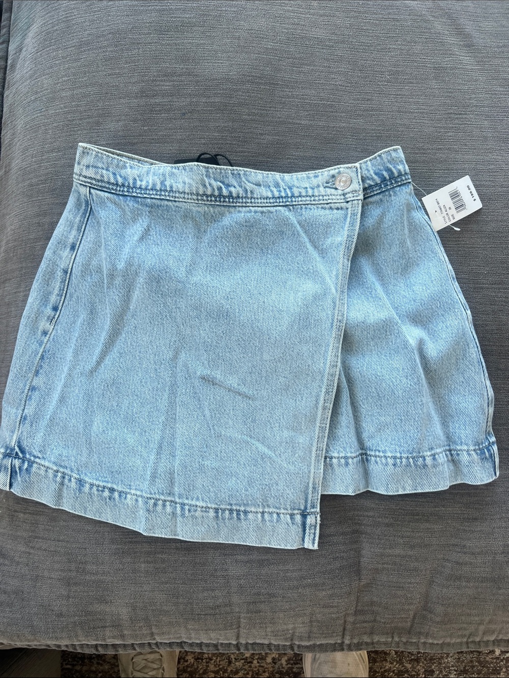 PAIGE Light Blue Denim Wrap Skort